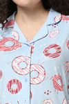 Rosaline Sugar Rush Knit Cotton Pyjama Set - Harbor Blue — thumbnail 5